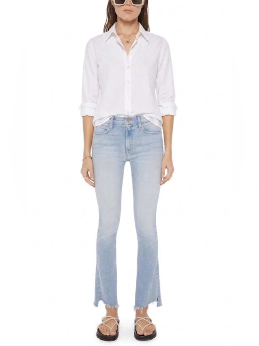 Mother - Women’s The‎ Runaway step Fray denim light blue wash jeans pants SZ 29